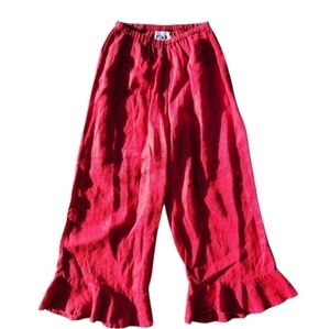 Flax Linen Bedskirt Bloomers Pants Red Sz S